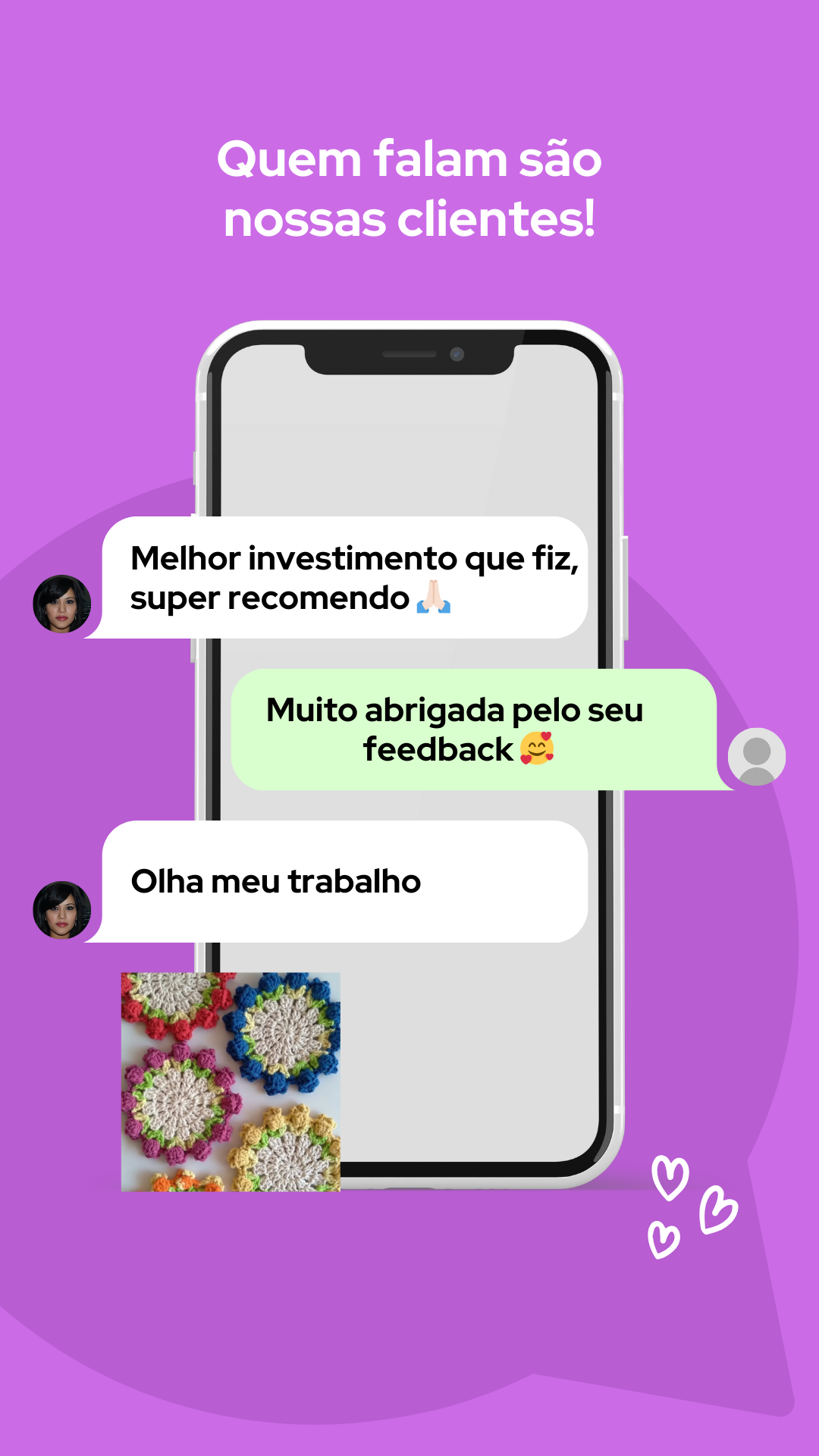 Story instagram testemunho cliente minimalista rosa e roxo-3